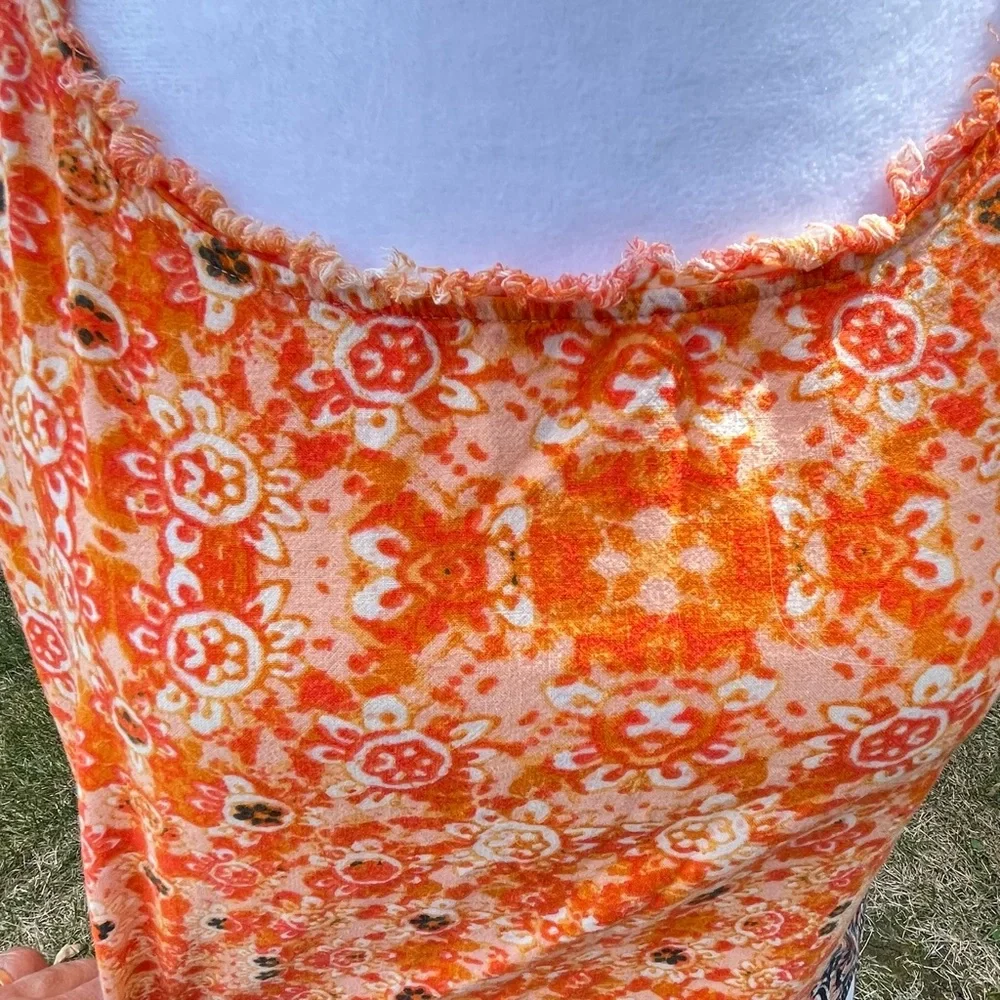 Free People Make My Day Tapestry Lounge Set Orange Top Harem Pants Boho Hippie S - Picture 5 of 12